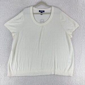 Lands' End Outfitters Ivory‎ Short Sleeve Knit Shirt Womens Pullover Size 4X